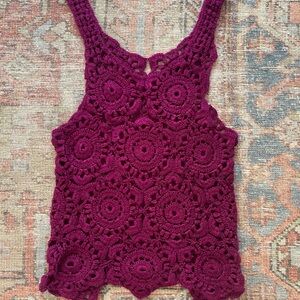Crochet Lace Sleeveless Top - Purple